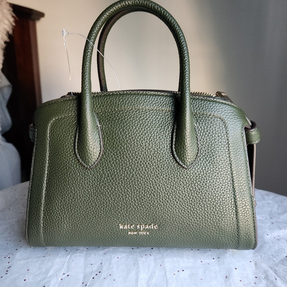 Kate Spade Olive Green Knott Bonsai Pebbled Leather Mini Satchel  5Pc Set NWT - Picture 4 of 14